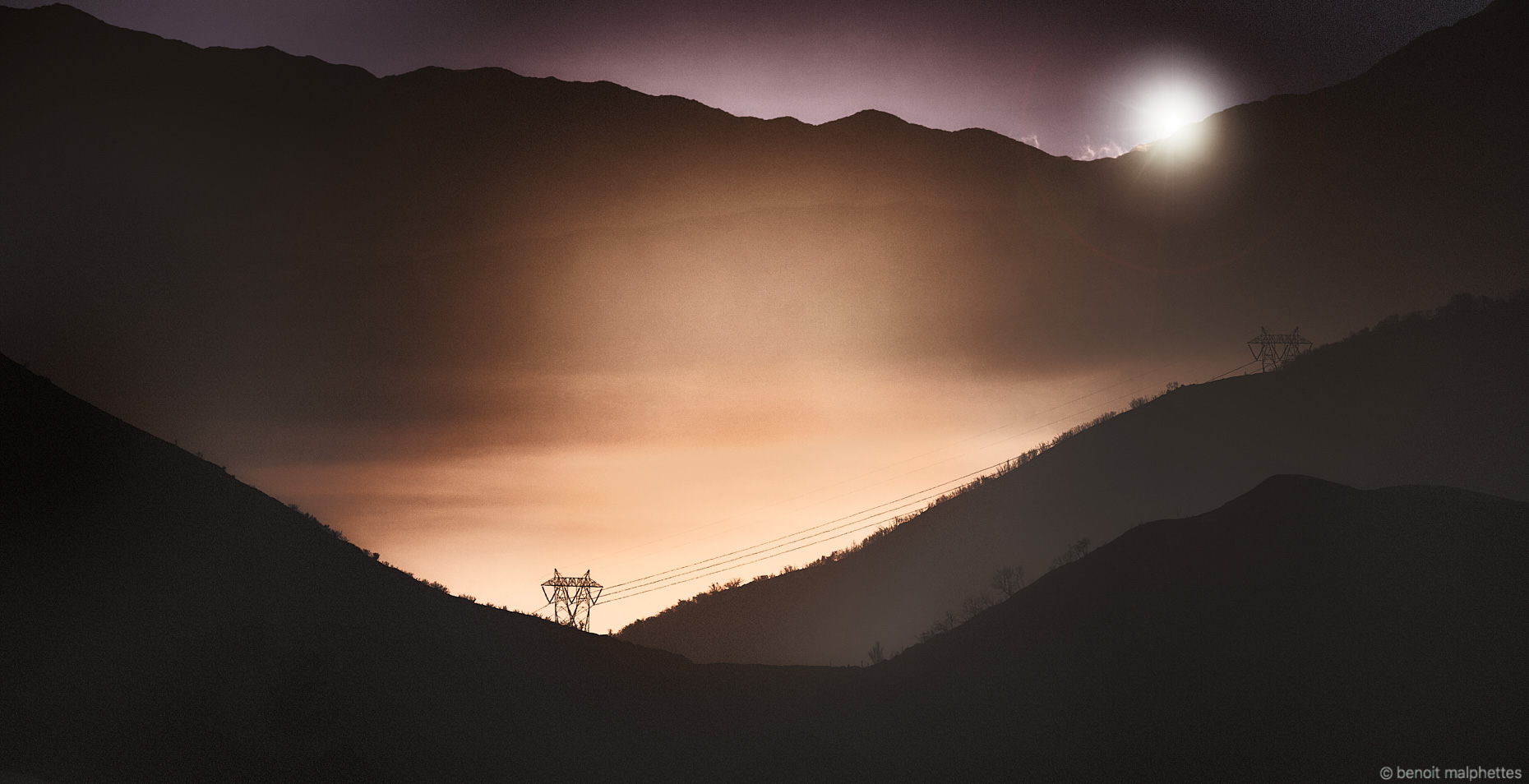 Sunrise in the San Bernardino Mountains near Los Angeles as photographed by Benoit Malphettes