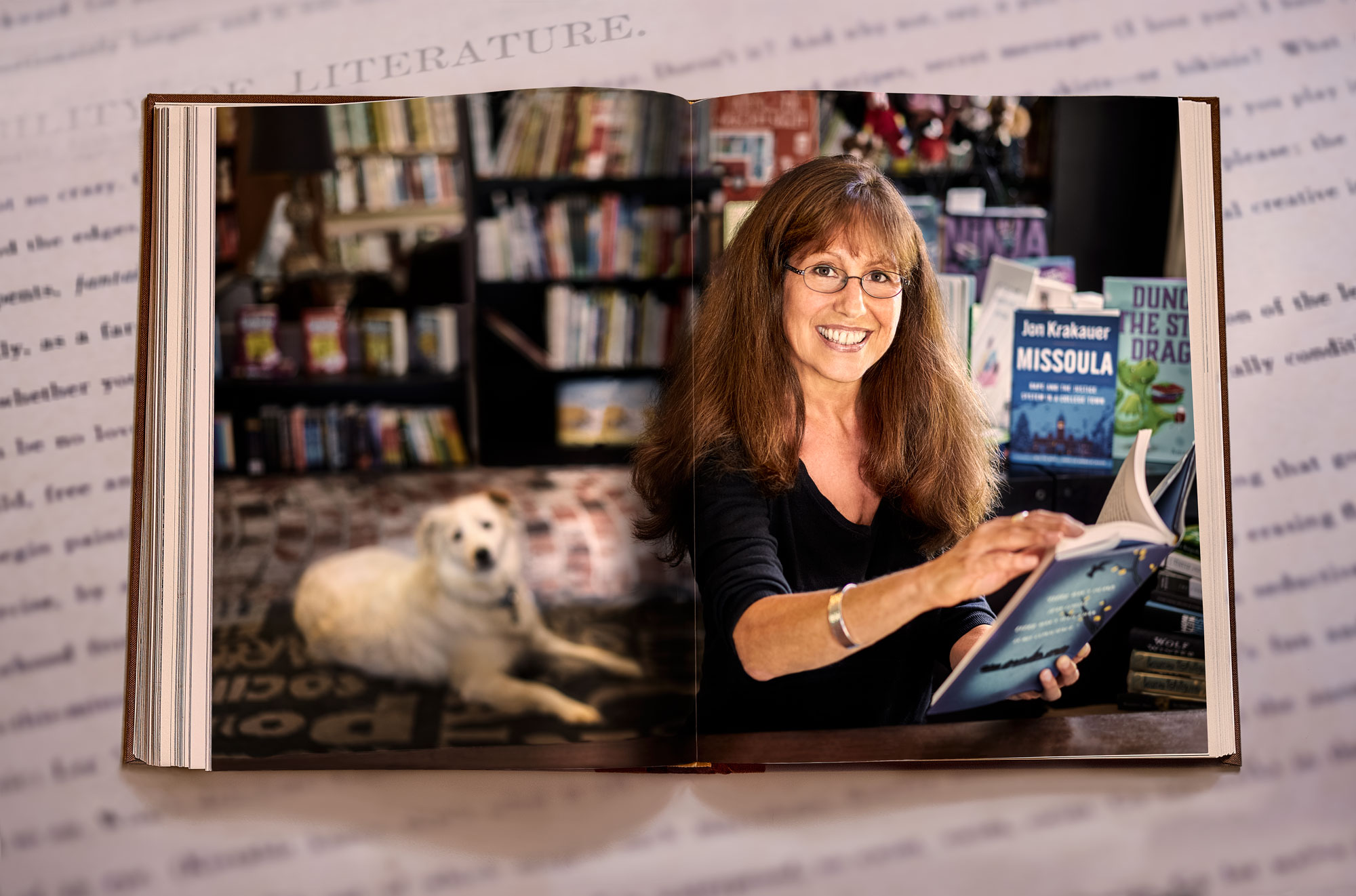 Portrait of Linda Sherman-Nurick owner of Cellar Door Books Store. It opened in October of 2012, and has served as Riverside