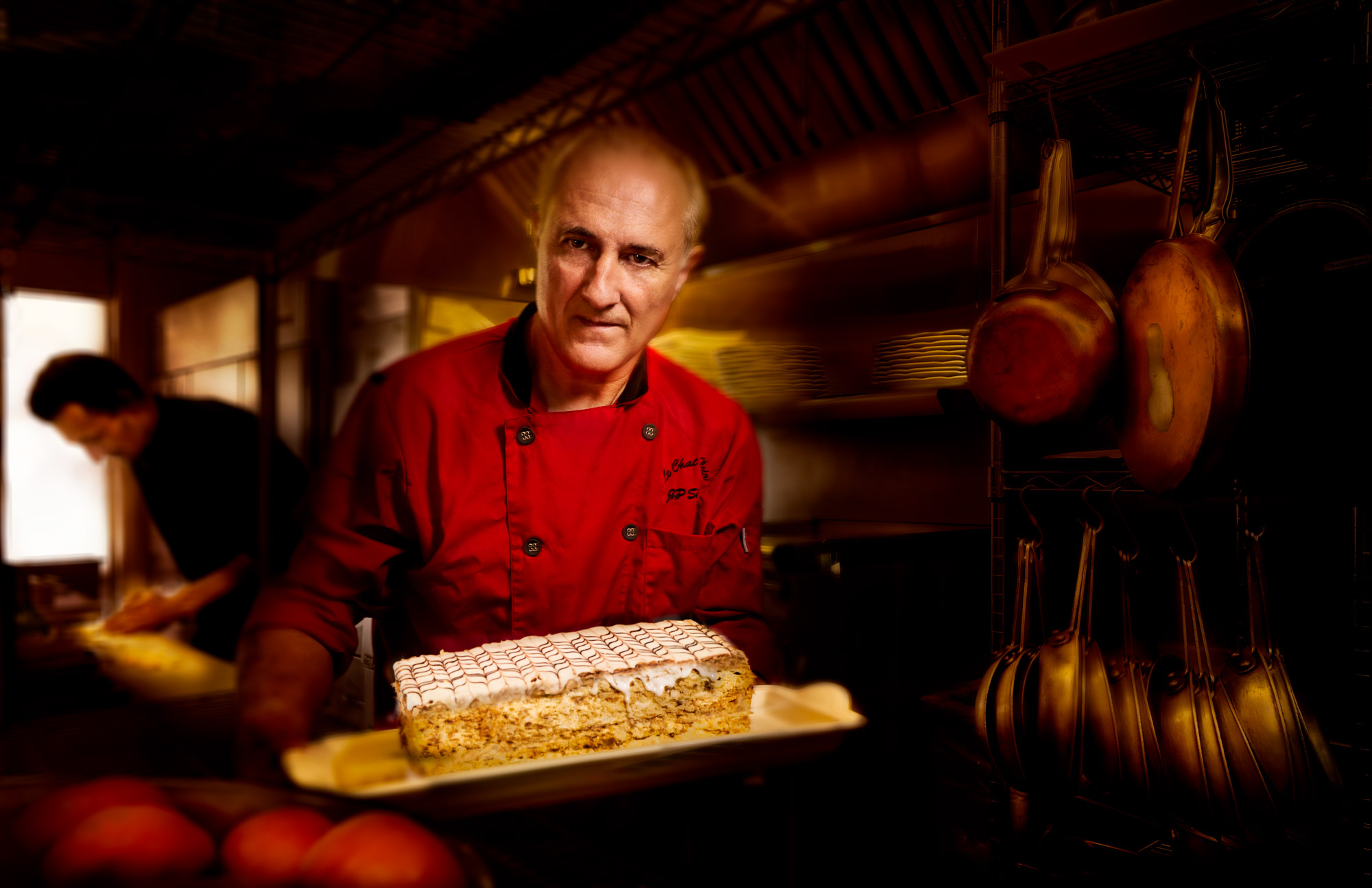 Chef Jean Pierre Serre of Le Chat Noir Restaurant, Riverside Photographed by Benoit Malphettes.